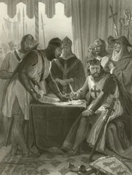 El rey Juan firmando la Carta Magna, 1215